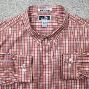 Duluth Wrinklefighter Shirt Mens 2XL XXL Red Plaid Relaxed Fit‎ L/S Button Down